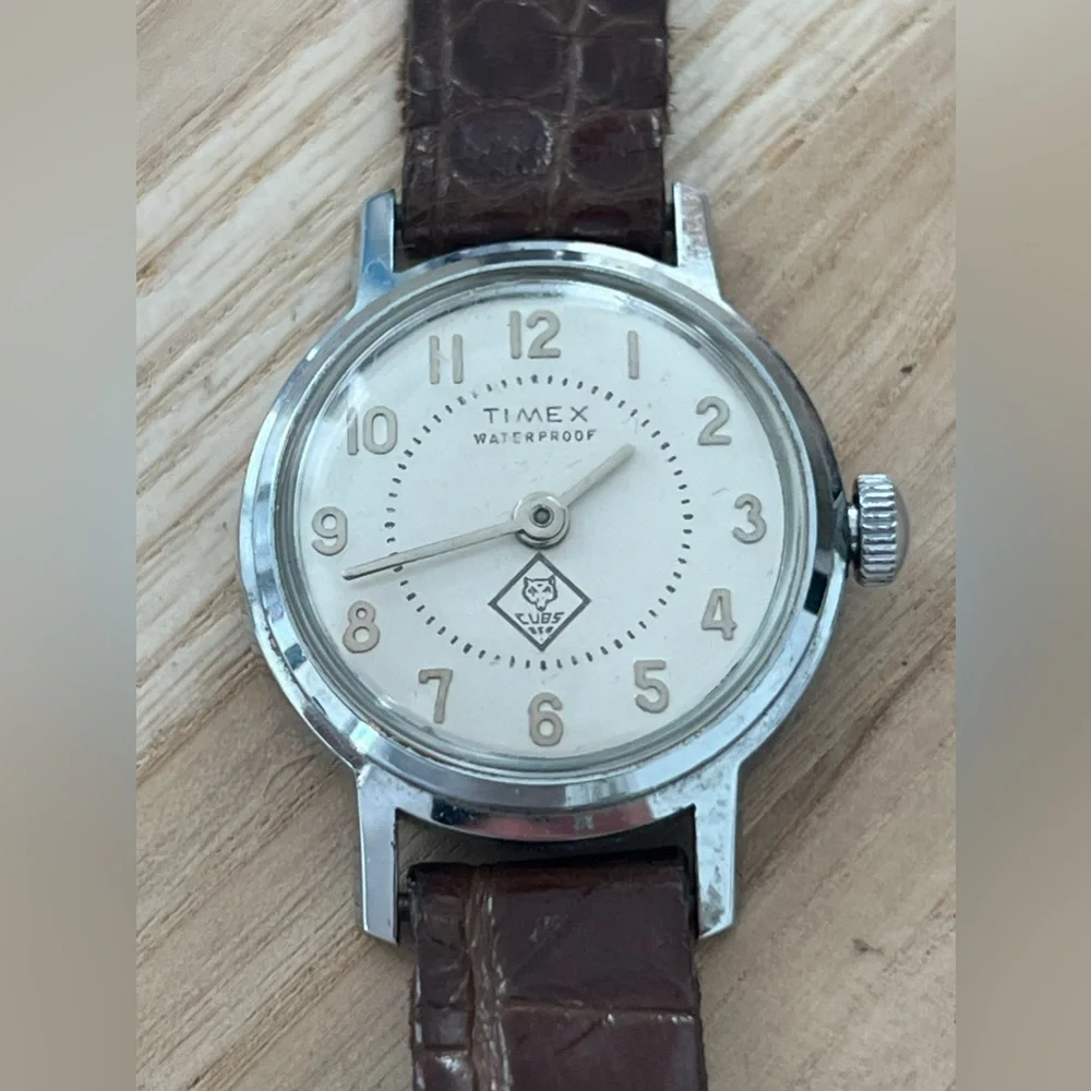 Timex BSA Cub Scouts Vintage Mechanical Winding Watch Genuine Leather Strap